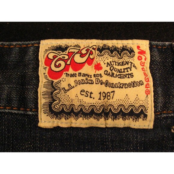 C7P CHIP And PEPPER CUTOFF JEANS SHORTS W 33 MEASURED Blue Denim Low Rise Atletc - Picture 6 of 8